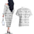 Samoa White Sunday Couples Matching Off The Shoulder Long Sleeve Dress and Hawaiian Shirt Samoan Tapa White Hibiscus - Polynesian Pride