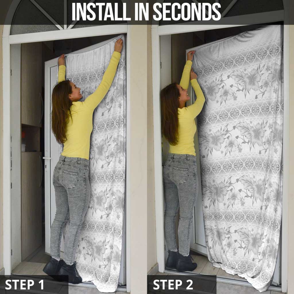 Samoa White Sunday Door Cover Samoan Tapa White Hibiscus - Polynesian Pride