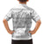 Samoa White Sunday Family Matching Off Shoulder Short Dress and Hawaiian Shirt Samoan Tapa White Hibiscus - Polynesian Pride