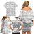 Samoa White Sunday Family Matching Off Shoulder Short Dress and Hawaiian Shirt Samoan Tapa White Hibiscus - Polynesian Pride