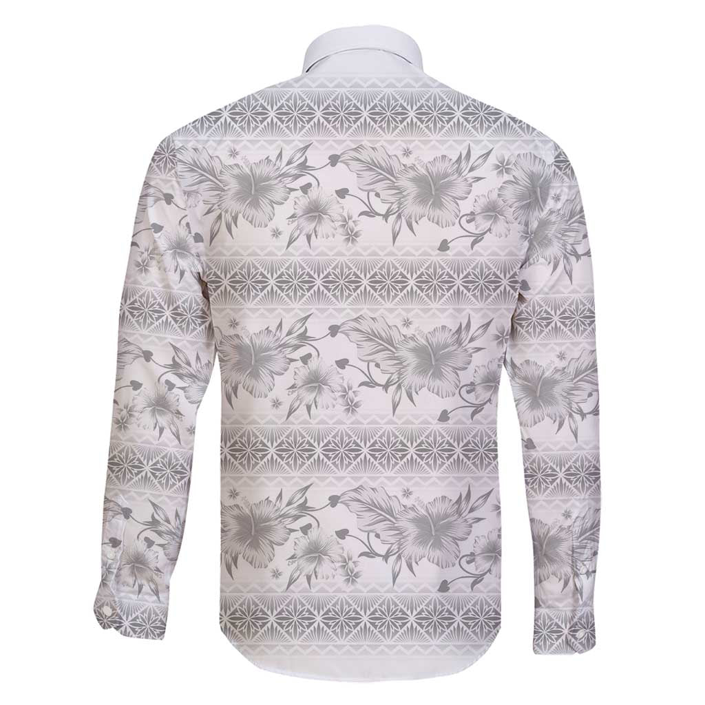 Samoa White Sunday Family Matching Off Shoulder Short Dress and Hawaiian Shirt Samoan Tapa White Hibiscus - Polynesian Pride