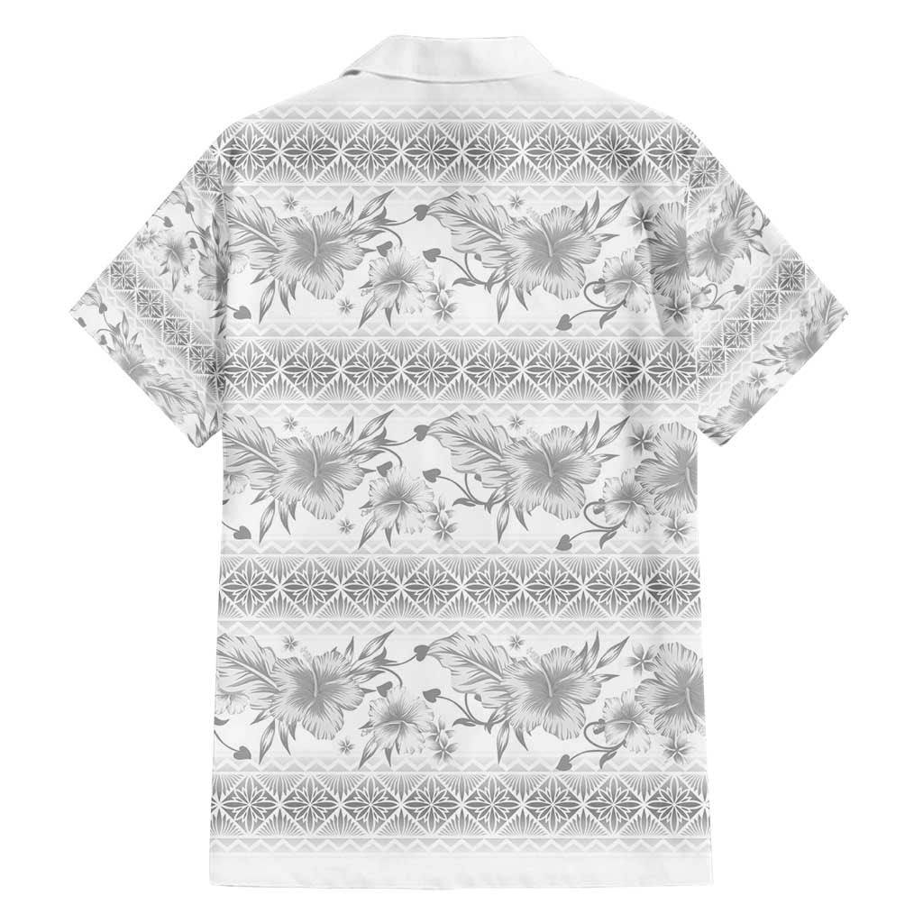 Samoa White Sunday Family Matching Puletasi and Hawaiian Shirt Samoan Tapa White Hibiscus - Polynesian Pride
