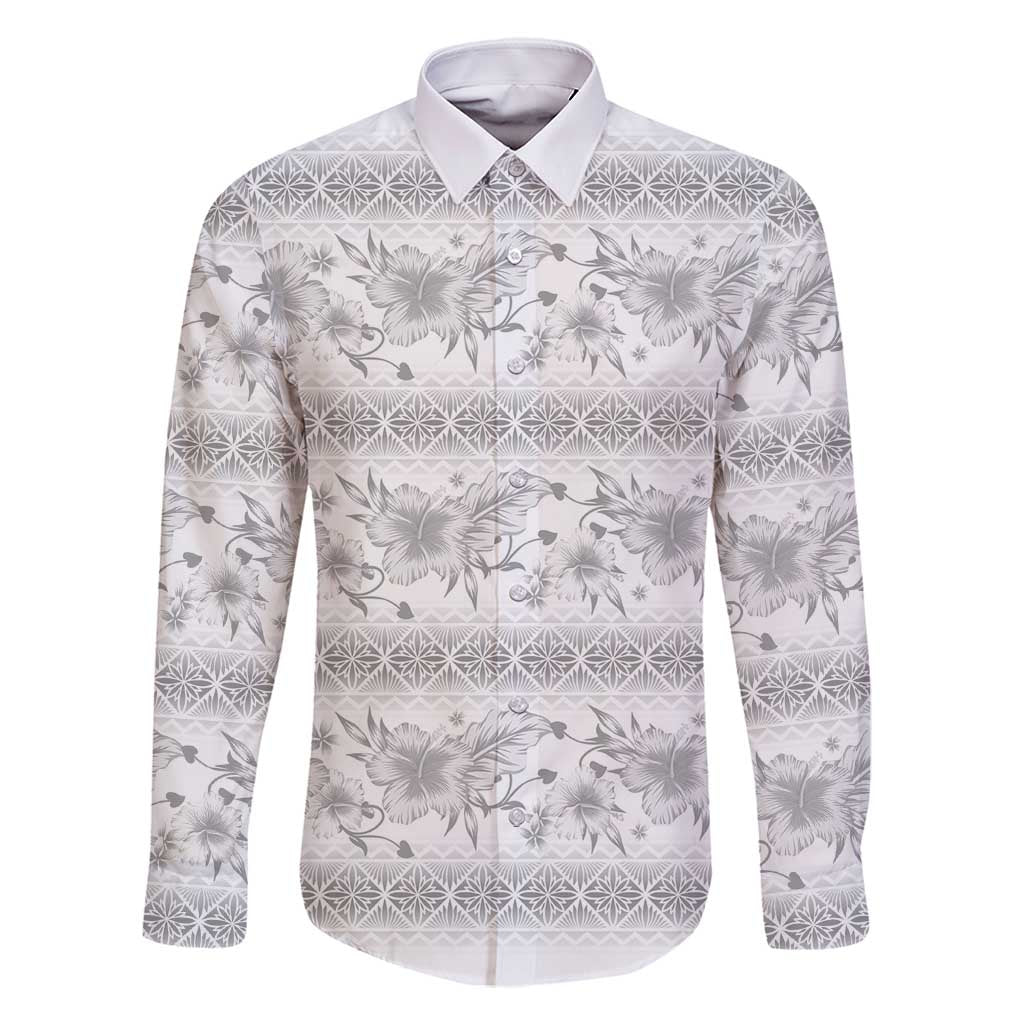 Samoa White Sunday Family Matching Summer Maxi Dress and Hawaiian Shirt Samoan Tapa White Hibiscus - Polynesian Pride