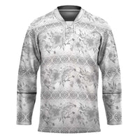 Samoa White Sunday Hockey Jersey Samoan Tapa White Hibiscus - Polynesian Pride