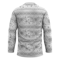 Samoa White Sunday Hockey Jersey Samoan Tapa White Hibiscus - Polynesian Pride