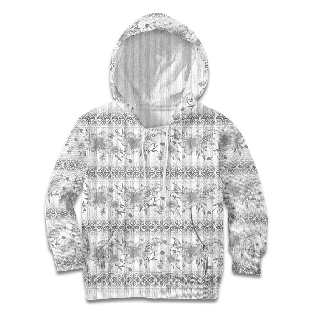 Samoa White Sunday Kid Hoodie Samoan Tapa White Hibiscus - Polynesian Pride