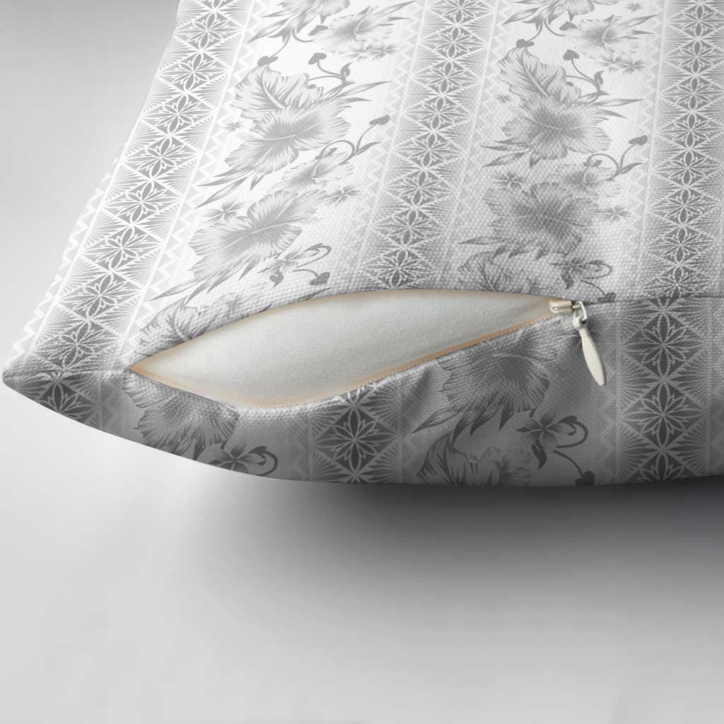 Samoa White Sunday Pillow Cover Samoan Tapa White Hibiscus - Polynesian Pride