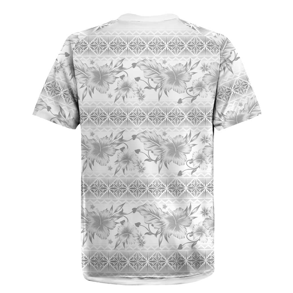 Samoa White Sunday Rugby Jersey Samoan Tapa White Hibiscus - Polynesian Pride