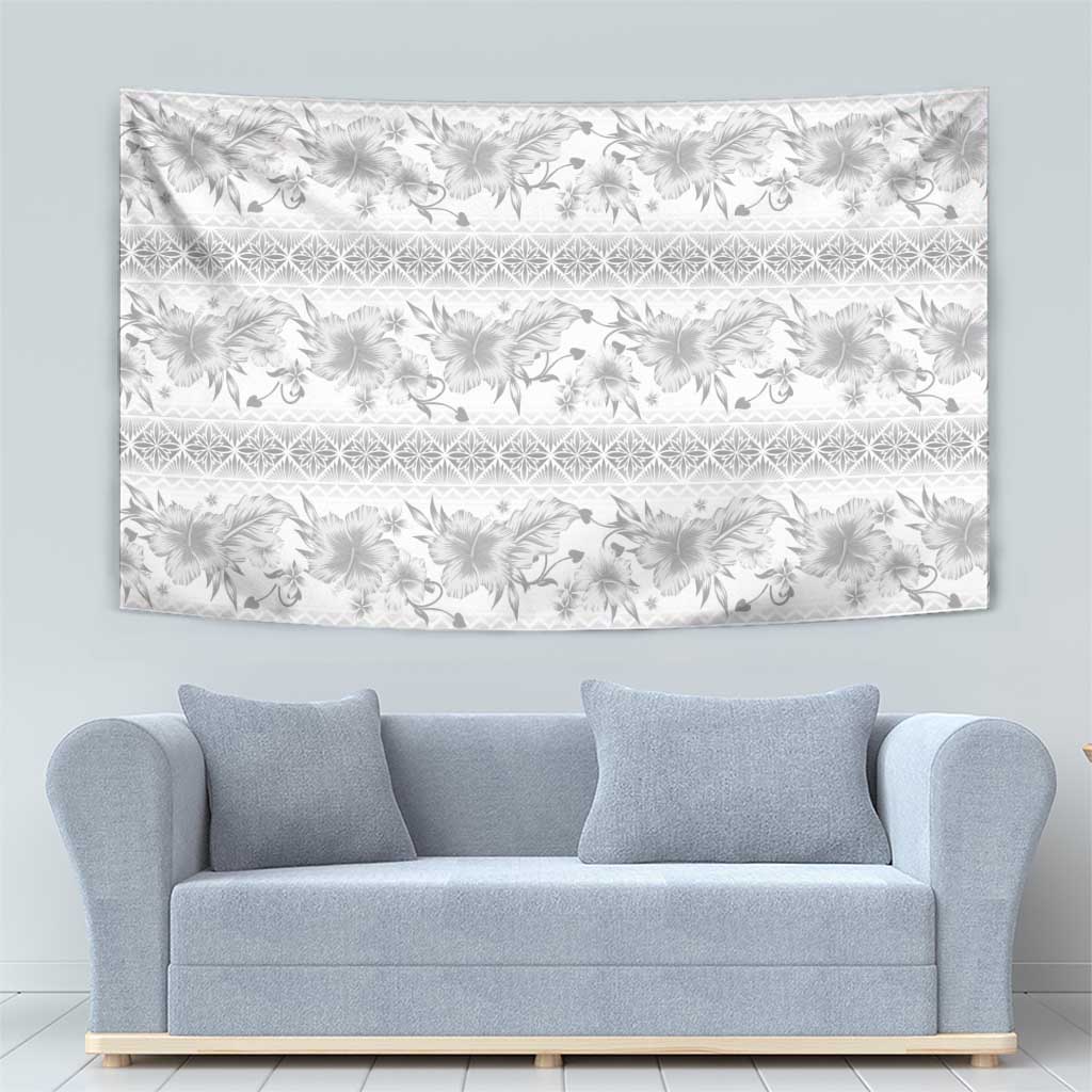 Samoa White Sunday Tapestry Samoan Tapa White Hibiscus - Polynesian Pride