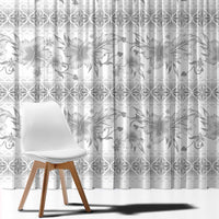 Samoa White Sunday Window Curtain Samoan Tapa White Hibiscus - Polynesian Pride