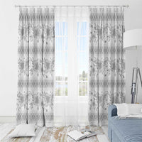 Samoa White Sunday Window Curtain Samoan Tapa White Hibiscus - Polynesian Pride