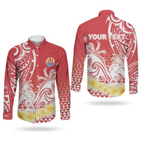 Personalised Tahiti Surfing Couples Matching Off Shoulder Maxi Dress and Long Sleeve Button Shirt Polynesian Style LT05 - Polynesian Pride