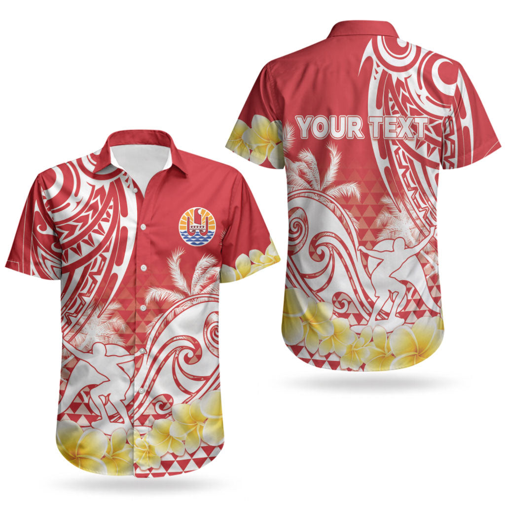 Personalised Tahiti Surfing Couples Matching Off Shoulder Short Dress and Hawaiian Shirt Polynesian Style LT05 - Polynesian Pride