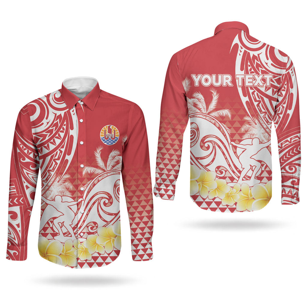 Personalised Tahiti Surfing Couples Matching Tank Maxi Dress and Long Sleeve Button Shirt Polynesian Style LT05 - Polynesian Pride