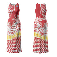 Personalised Tahiti Surfing Couples Matching Tank Maxi Dress and Long Sleeve Button Shirt Polynesian Style LT05 - Polynesian Pride