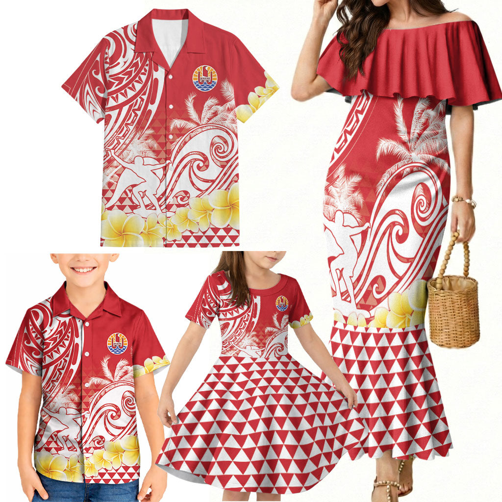 Personalised Tahiti Surfing Family Matching Mermaid Dress and Hawaiian Shirt Polynesian Style LT05 - Polynesian Pride