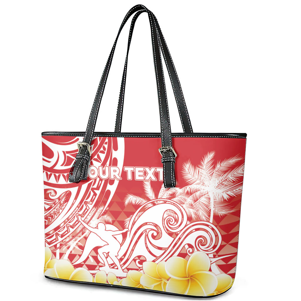Personalised Tahiti Surfing Leather Tote Bag Polynesian Style LT05 - Polynesian Pride