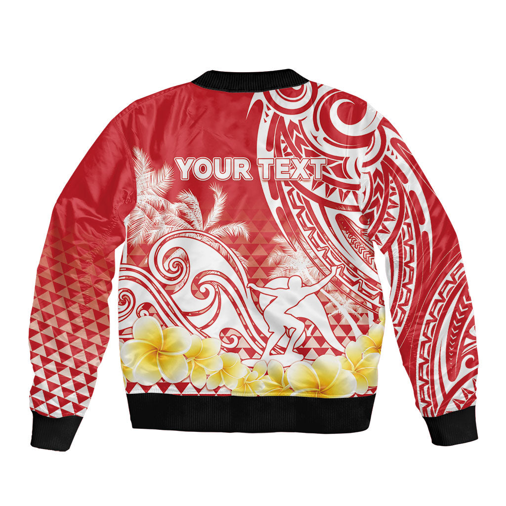 Personalised Tahiti Surfing Sleeve Zip Bomber Jacket Polynesian Style LT05 - Polynesian Pride