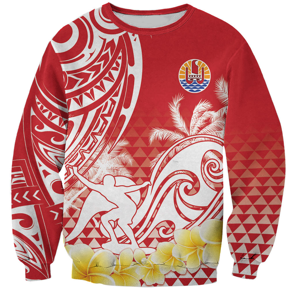 Personalised Tahiti Surfing Sweatshirt Polynesian Style LT05 Unisex Red - Polynesian Pride