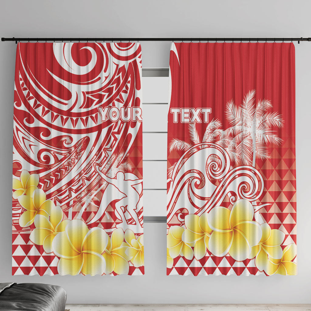 Personalised Tahiti Surfing Window Curtain Polynesian Style LT05 With Hooks Red - Polynesian Pride