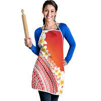 Tahiti Plumeria Tribal Pattern Apron Wave Style Red LT05 - Polynesian Pride