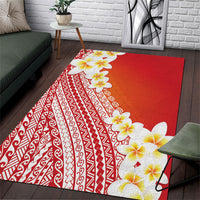 Tahiti Plumeria Tribal Pattern Area Rug Wave Style Red LT05 Red - Polynesian Pride