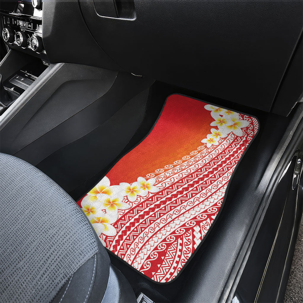 Tahiti Plumeria Tribal Pattern Car Mats Wave Style Red LT05 - Polynesian Pride