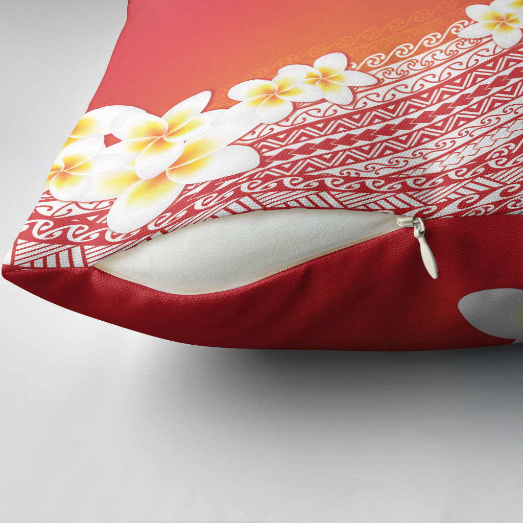 Tahiti Plumeria Tribal Pattern Pillow Cover Wave Style Red LT05 - Polynesian Pride