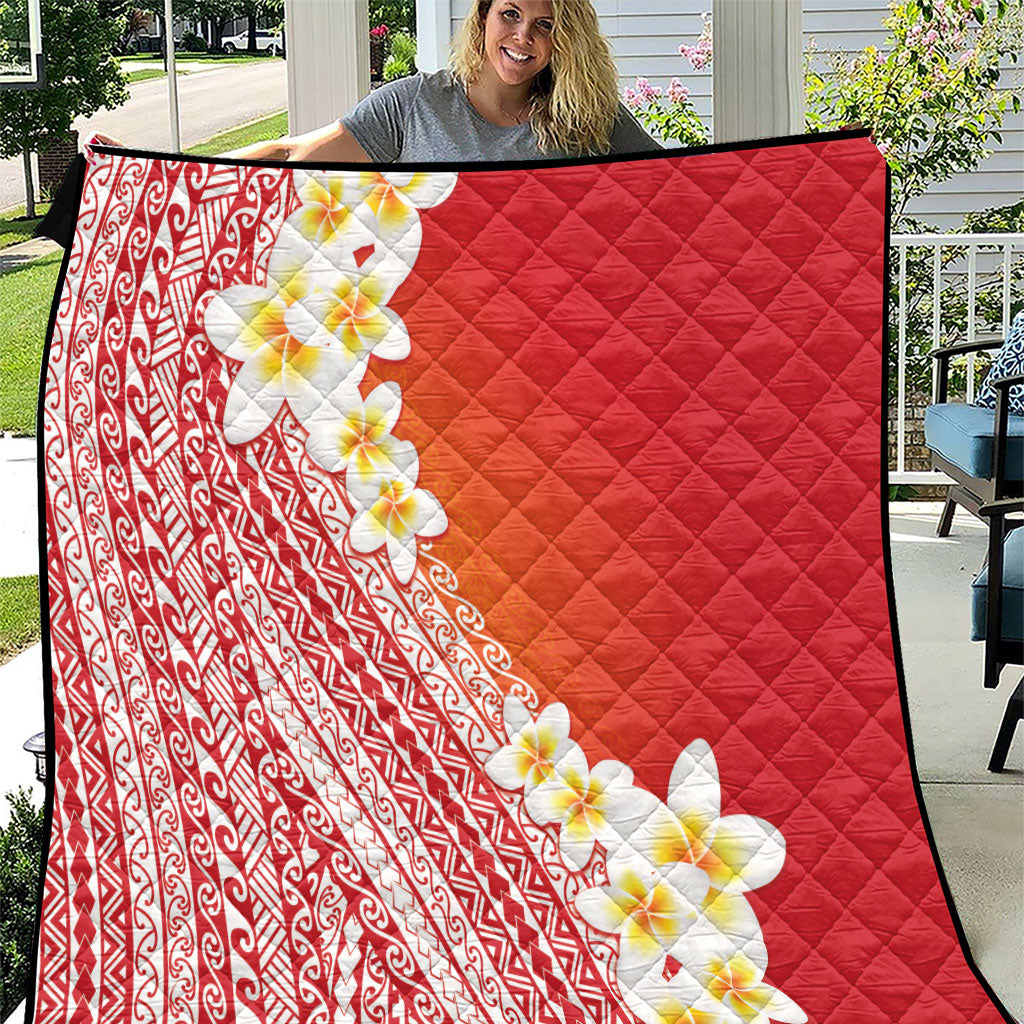 Tahiti Plumeria Tribal Pattern Quilt Wave Style Red LT05 Red - Polynesian Pride