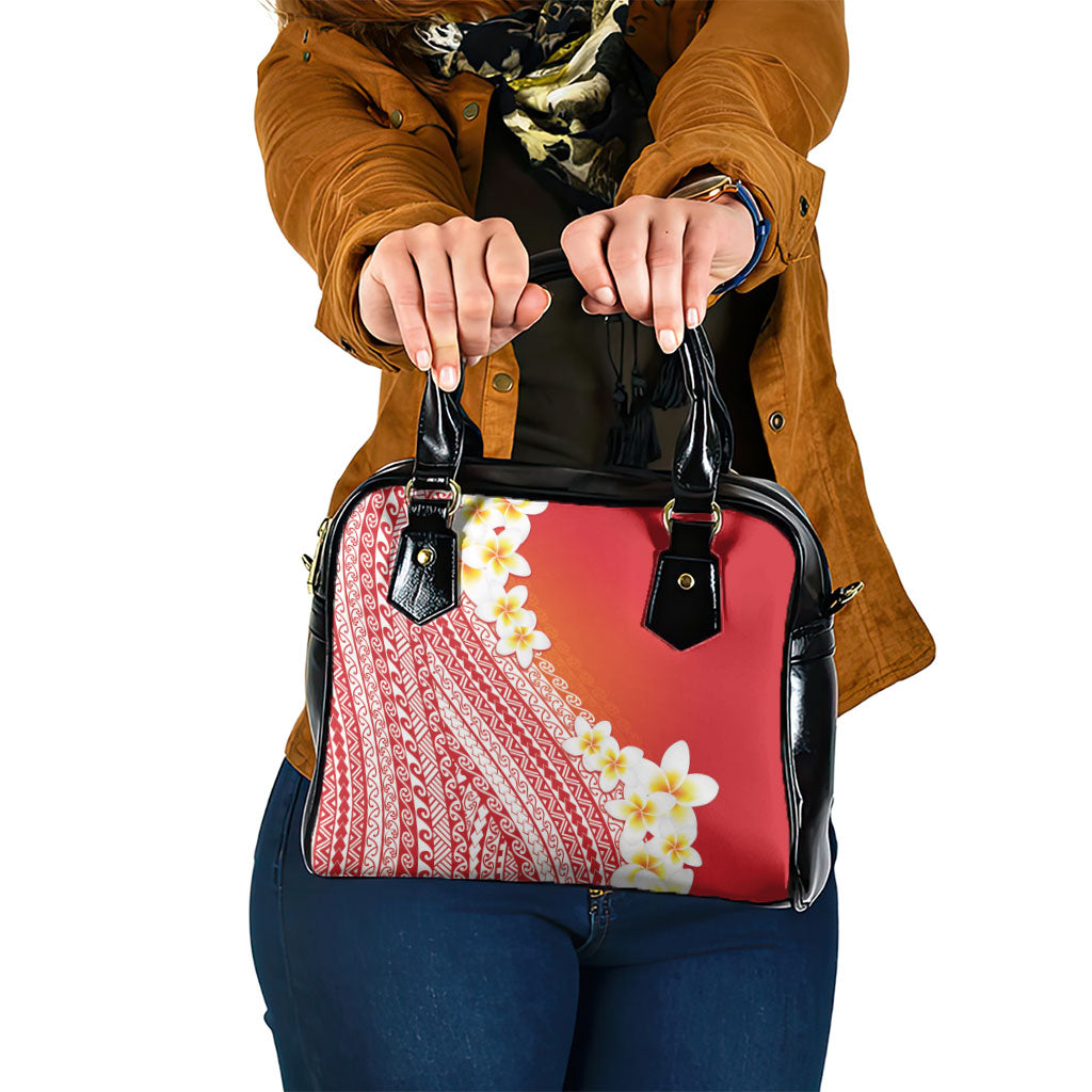 Tahiti Plumeria Tribal Pattern Shoulder Handbag Wave Style Red LT05 One Size Red - Polynesian Pride