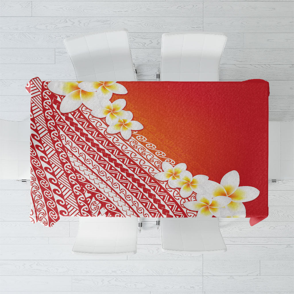 Tahiti Plumeria Tribal Pattern Tablecloth Wave Style Red LT05 Red - Polynesian Pride