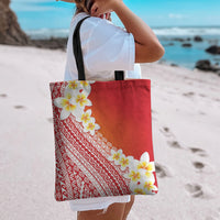 Tahiti Plumeria Tribal Pattern Tote Bag Wave Style Red LT05 - Polynesian Pride