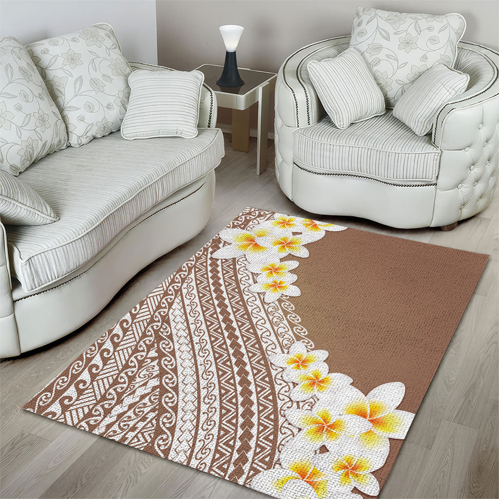 Tahiti Plumeria Tribal Pattern Area Rug Wave Style Brown LT05 - Polynesian Pride