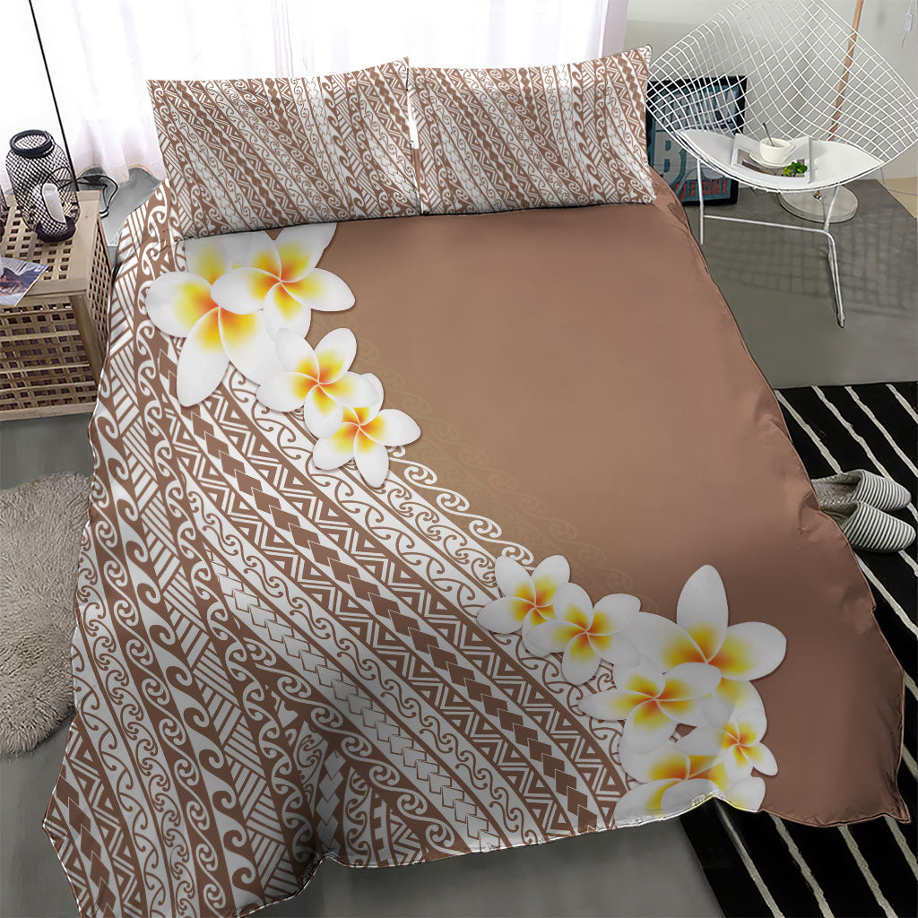 Tahiti Plumeria Tribal Pattern Bedding Set Wave Style Brown LT05 - Polynesian Pride