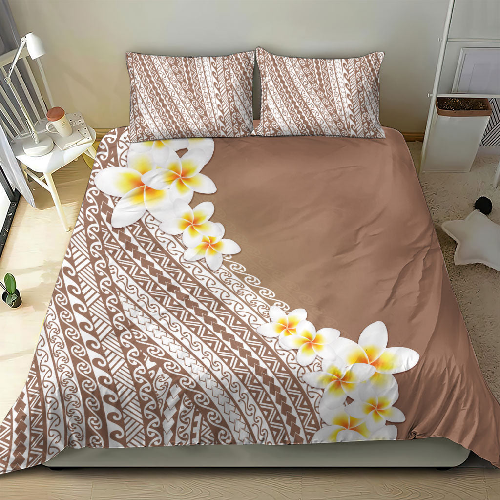 Tahiti Plumeria Tribal Pattern Bedding Set Wave Style Brown LT05 - Polynesian Pride