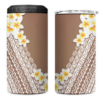 Tahiti Plumeria Tribal Pattern 4 in 1 Can Cooler Tumbler Wave Style Brown LT05 One Size: 16 oz Brown - Polynesian Pride