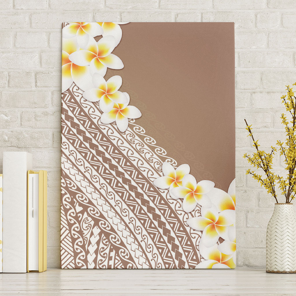 Tahiti Plumeria Tribal Pattern Canvas Wall Art Wave Style Brown LT05 Without Frame Brown - Polynesian Pride