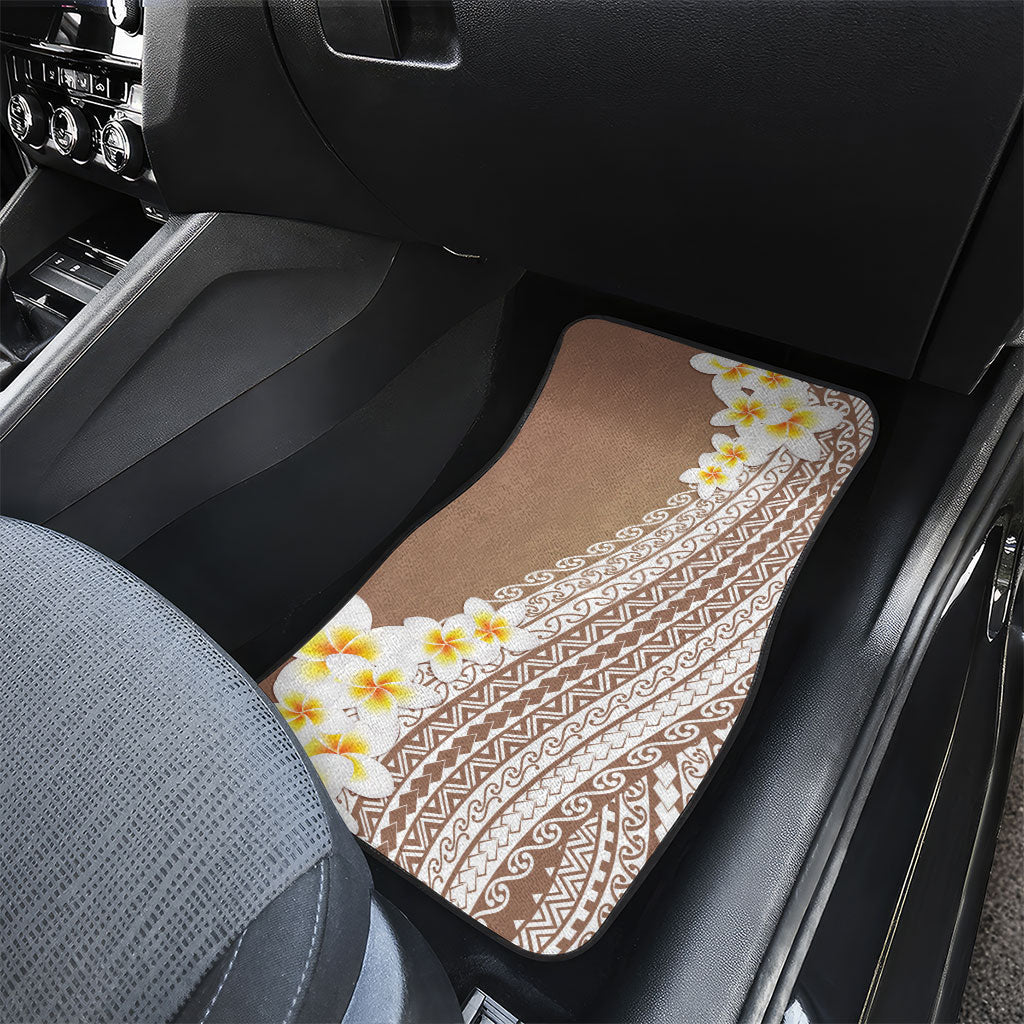 Tahiti Plumeria Tribal Pattern Car Mats Wave Style Brown LT05 - Polynesian Pride