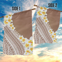 Tahiti Plumeria Tribal Pattern Garden Flag Wave Style Brown LT05 - Polynesian Pride