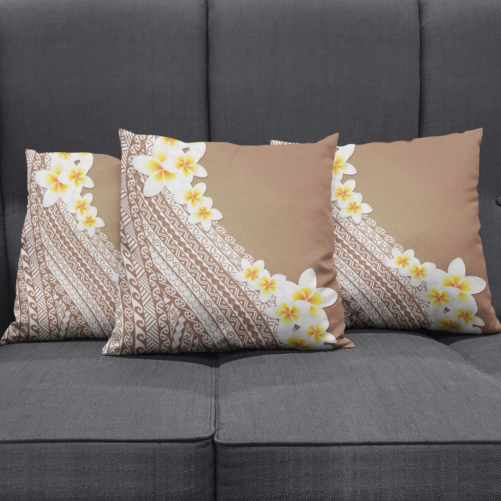 Tahiti Plumeria Tribal Pattern Pillow Cover Wave Style Brown LT05 - Polynesian Pride
