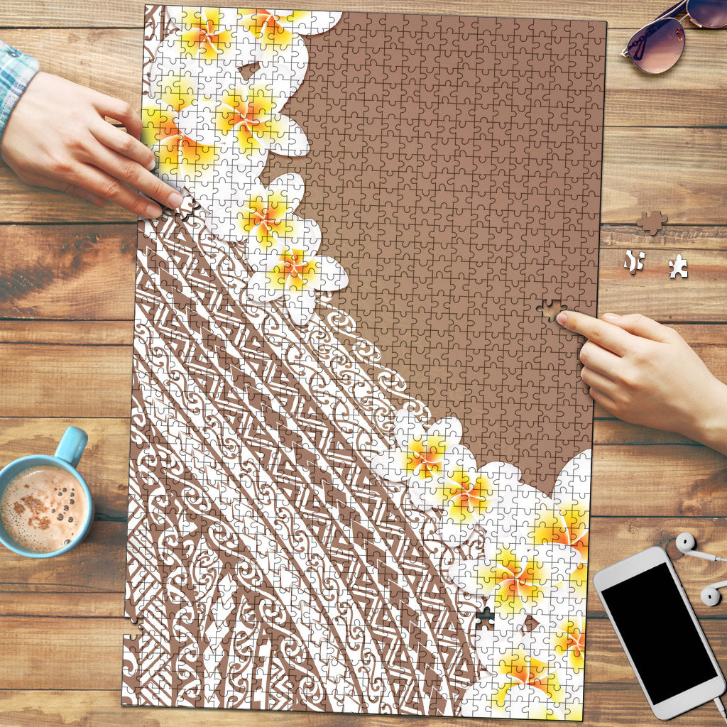 Tahiti Plumeria Tribal Pattern Puzzle Wave Style Brown LT05 Brown - Polynesian Pride