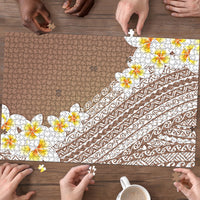Tahiti Plumeria Tribal Pattern Puzzle Wave Style Brown LT05 - Polynesian Pride
