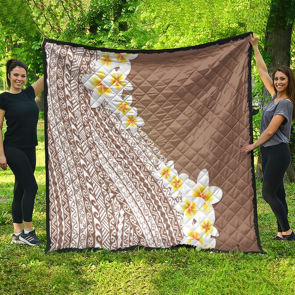 Tahiti Plumeria Tribal Pattern Quilt Wave Style Brown LT05 - Polynesian Pride