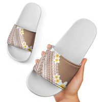 Tahiti Plumeria Tribal Pattern Slide Sandals Wave Style Brown LT05 - Polynesian Pride