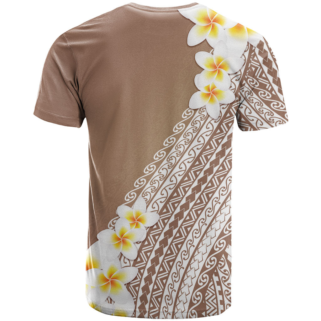 Tahiti Plumeria Tribal Pattern T Shirt Wave Style Brown