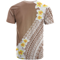 Tahiti Plumeria Tribal Pattern T Shirt Wave Style Brown