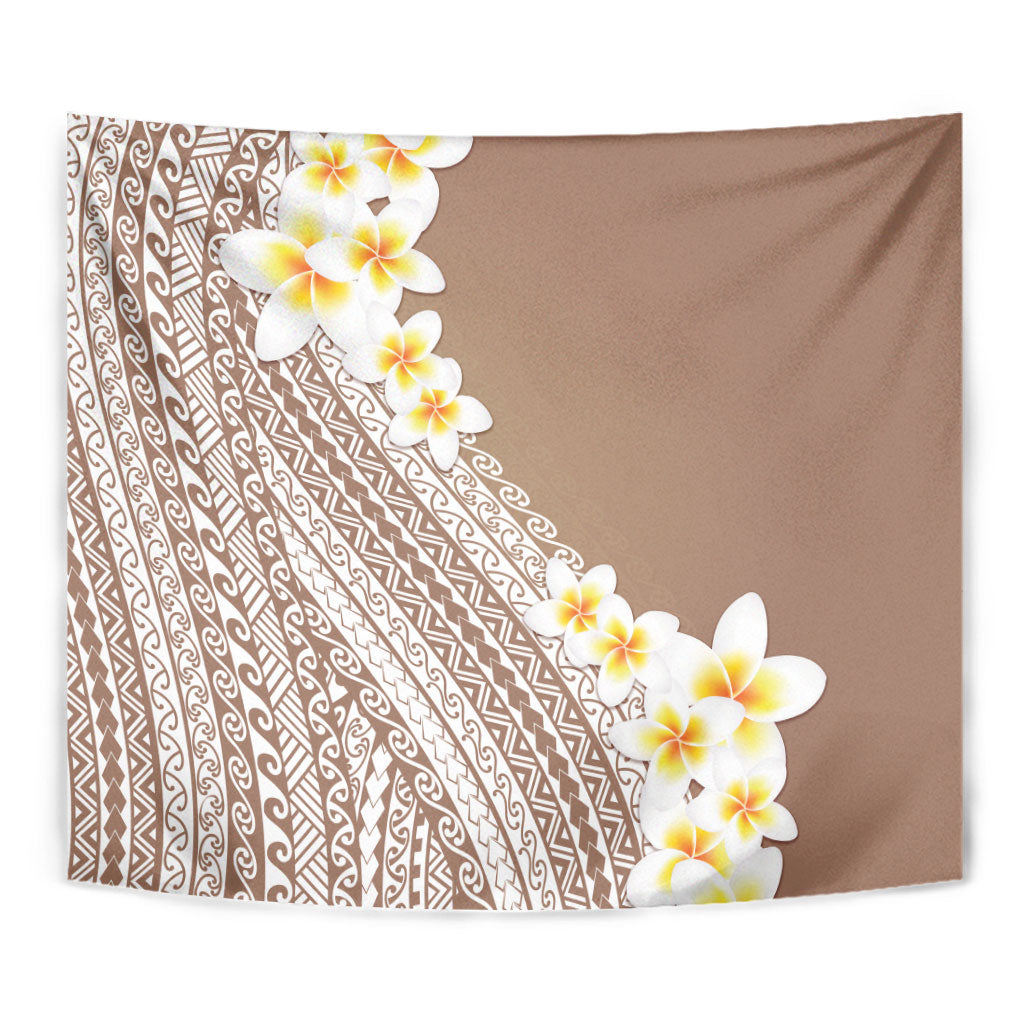 Tahiti Plumeria Tribal Pattern Tapestry Wave Style Brown LT05 - Polynesian Pride