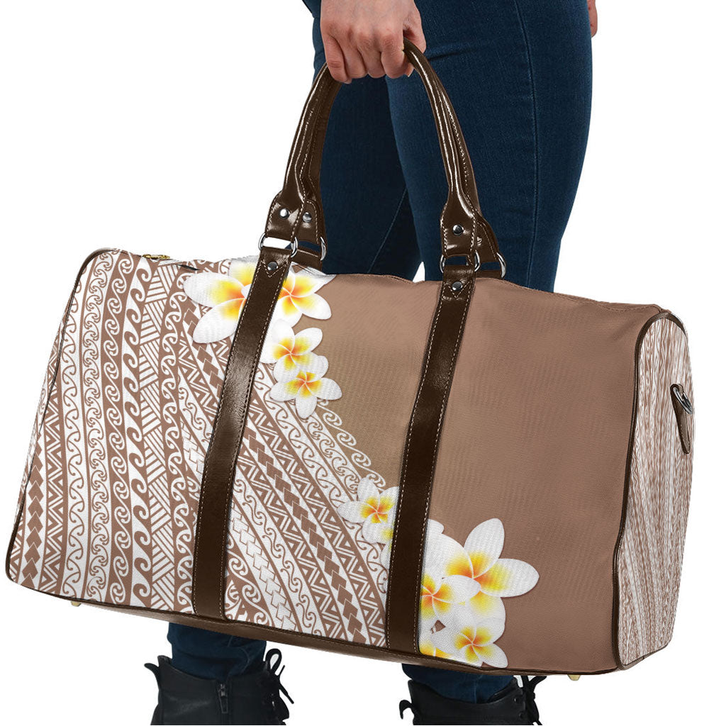 Tahiti Plumeria Tribal Pattern Travel Bag Wave Style Brown LT05 - Polynesian Pride