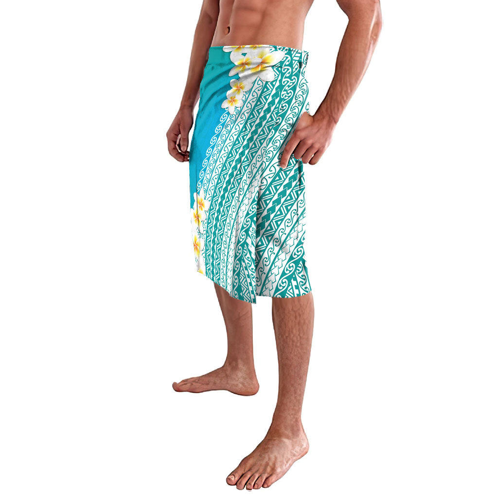Tahiti Plumeria Tribal Pattern Lavalava Wave Style Turquoise LT05 - Polynesian Pride