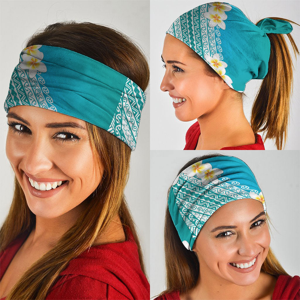 Tahiti Plumeria Tribal Pattern Neck Gaiter Wave Style Turquoise LT05 - Polynesian Pride